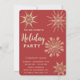 Simple luxury gold snowflakes corporate Christmas Invitation