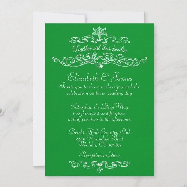 Simple Luxury Green Wedding Invitations (Front)