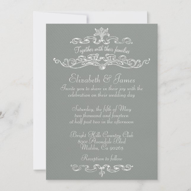 Simple Luxury Grey Wedding Invitations (Front)