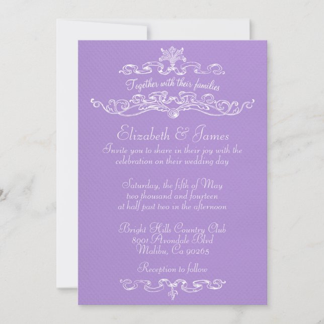 Simple Luxury Lavender Wedding Invitations (Front)