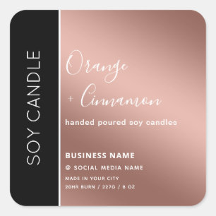 Simple luxury modern typography soy candle square sticker