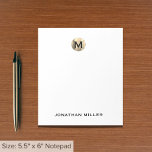 Simple Luxury Monogram Notepad<br><div class="desc">Elevate your stationery game with this monogrammed notepad featuring simple classic block typography and a brushed gold medallion monogram. The notepad includes space for custom text, such as your name or custom text of your choice, making it perfect for personal or professional use. Use it to jot down notes, ideas,...</div>