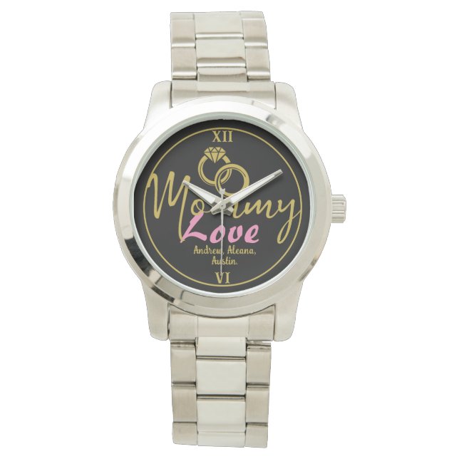 Simple luxury Mummy Mum Names Personalised Custom Watch (Front)