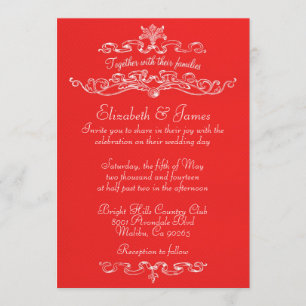 Simple Luxury Red And White Wedding Invitations