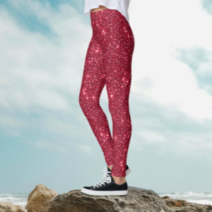 Simple Luxury Royal Red Sparkle Glitter Pattern Leggings