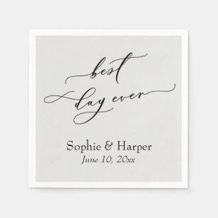 Simple Luxury Script Font Best Day Ever Light Grey Napkin