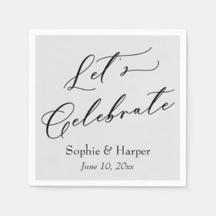 Simple Luxury Script Font Let's Celebrate Grey Napkin