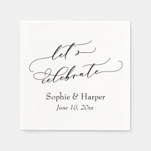 Simple Luxury Script Font Let's Celebrate Napkin