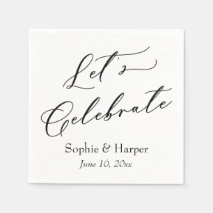 Simple Luxury Script Font Let's Celebrate Napkin