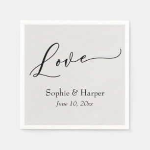 Simple Luxury Script Font Love Typography Grey Napkin