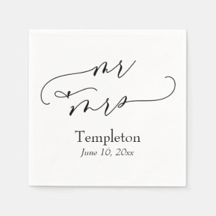 Simple Luxury Script Font Mr & Mrs Napkin