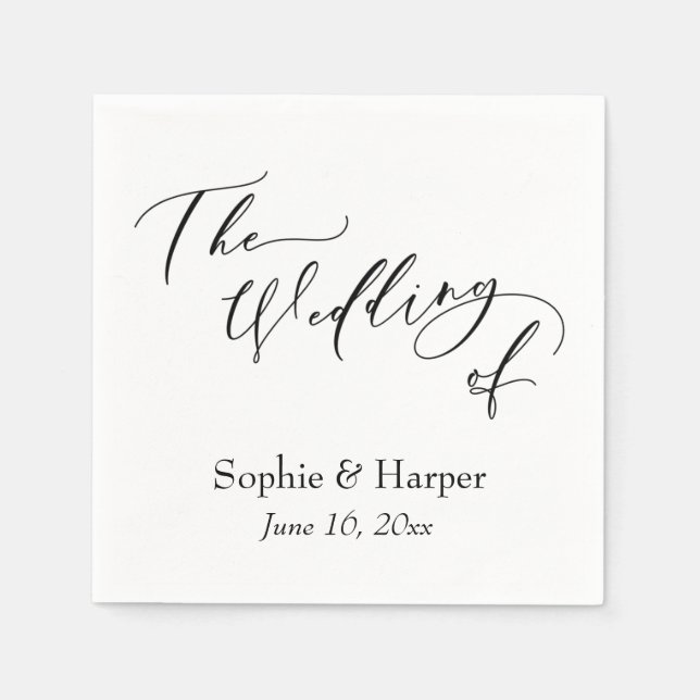 Simple Luxury Script Font The Wedding Of Napkin (Front)