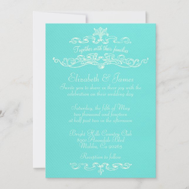 Simple Luxury Teal Wedding Invitations (Front)