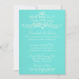 Simple Luxury Teal Wedding Invitations
