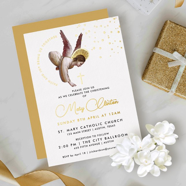 Simple Luxury White Gold Baptism Angel Chic Script (Creator Uploaded)