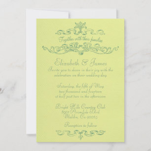 Simple Luxury Yellow And Green Wedding Invitations