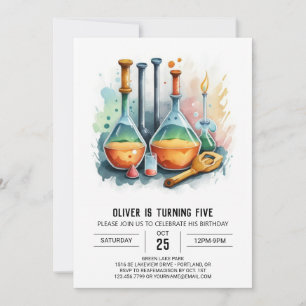 Simple Mad Scientist Potion Birthday Invitation