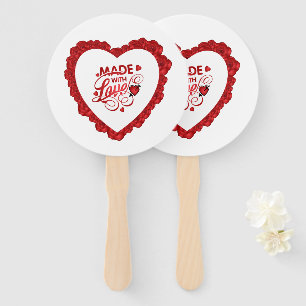 Simple Made With Love Quote Valentine Hand Fan