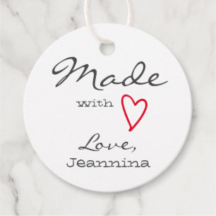 Simple Made with Love Red Heart Symbol Cute Trendy Favour Tags