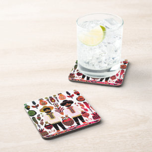 simple madhubani painting coaster