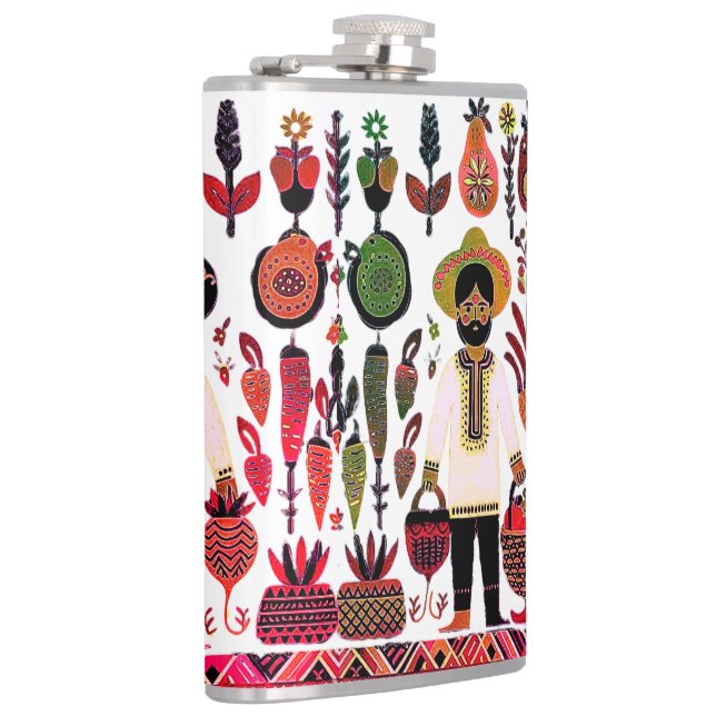 simple madhubani painting hip flask (Right)