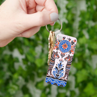 simple madhubani painting key ring