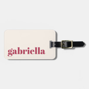 Simple Magenta Bold Typography Personalised Name Luggage Tag