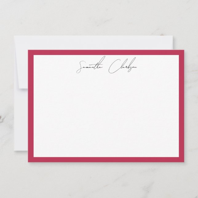 Simple Magenta Hot Pink Border Handwritten Script Card (Front)