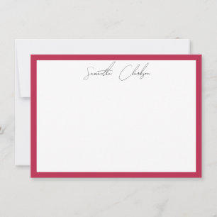 Simple Magenta Hot Pink Border Handwritten Script Card