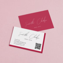 Simple Magenta Hot Pink Handwritten Script QR code