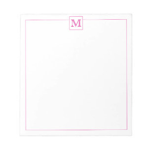 Simple Magenta Initial Monogram Square border Notepad