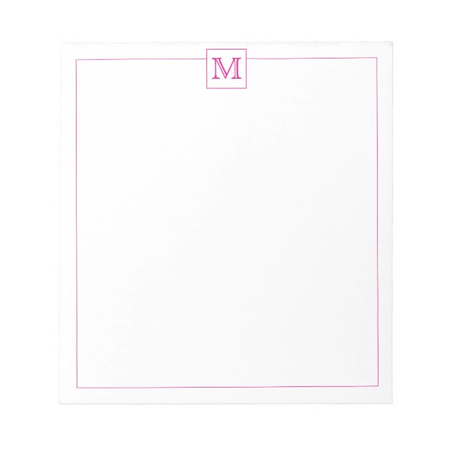 Simple Magenta Initial Monogram Square border Notepad (Front)