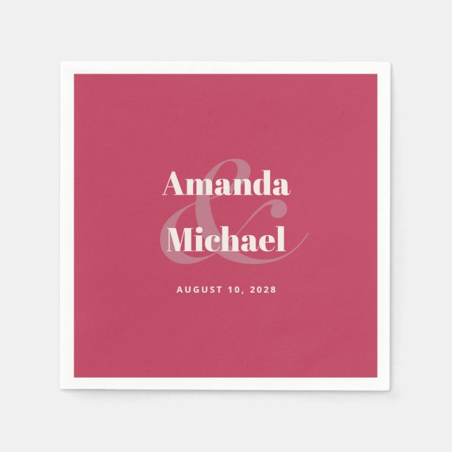 Simple Magenta Modern Minimalist Wedding Napkin (Front)
