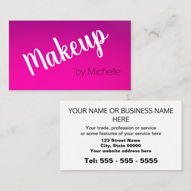 Simple Magenta Purple Shades Makeup Artist Business Card (Front/Back)