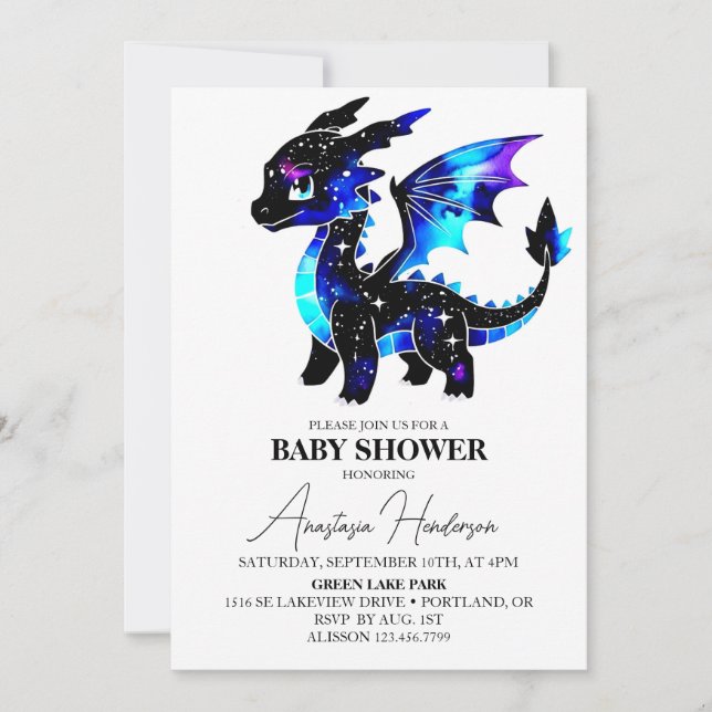 Simple Magical Dragon Boy Baby Shower Invitation (Front)