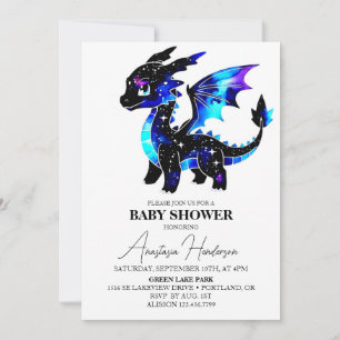 Simple Magical Dragon Boy Baby Shower Invitation