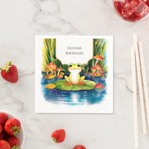 Simple Magical Frog Birthday Napkin