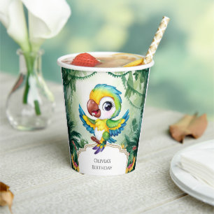 Simple Magical Parrot Birthday Paper Cups