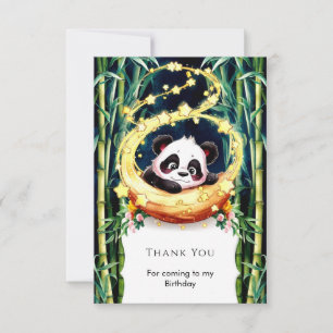 Simple Magical Watercolor Panda Birthday Thank You Card