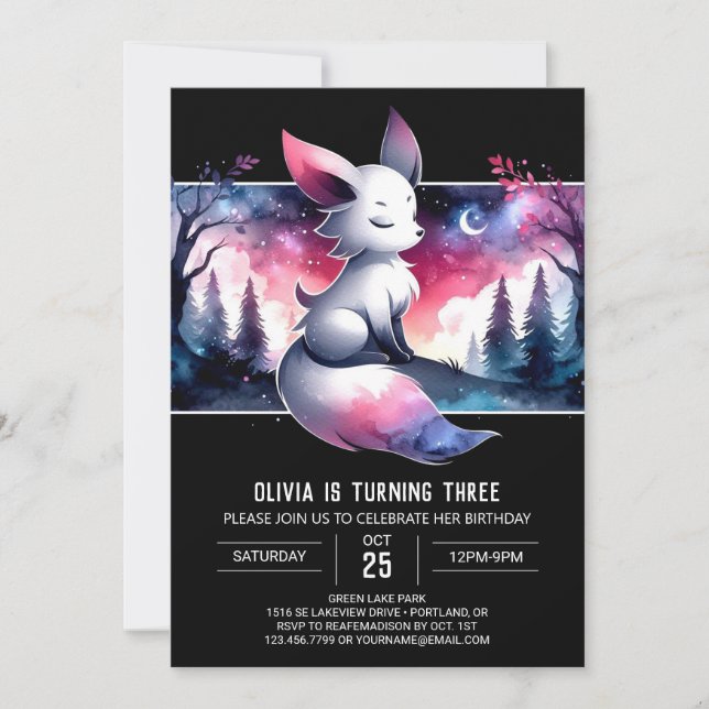 Simple Magical Wolf Birthday Invitation (Front)