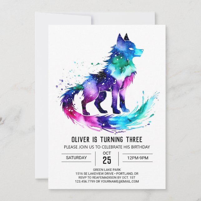 Simple Magical Wolf Digital Boy Birthday Invitation (Front)