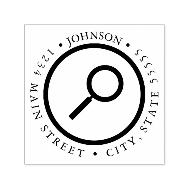 Simple Magnifying Glass Detective Return Label Self-inking Stamp (Design)