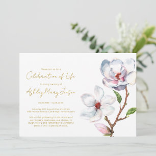 Simple Magnolia Celebration of Life Funeral Invitation
