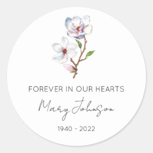 Simple Magnolia Memorial  Classic Round Sticker