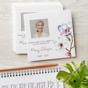 Simple Magnolia Photo Funeral Seed Envelope
