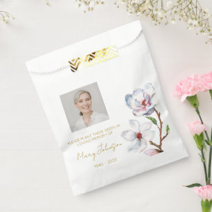 Simple Magnolia Photo Funeral Seed Favour Bags
