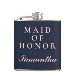 SIMPLE MAID OF HONOR OXFORD BLUE AND PINK HIP FLASK