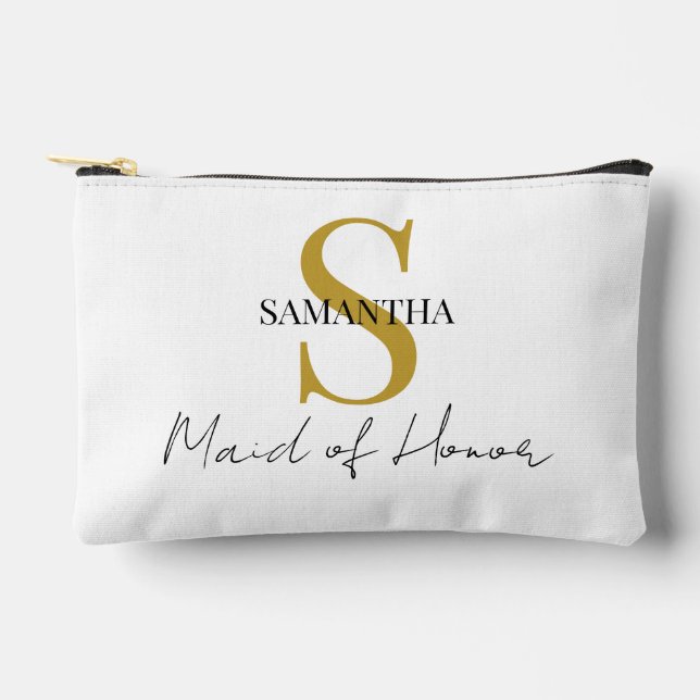 Simple Maid of Honour gift monogram, name  Accessory Pouch (Front)