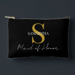 Simple Maid of Honour gift monogram, name  Accessory Pouch<br><div class="desc">This elegant Maid of Honour gift accessory pouch is the perfect way to show appreciation to your maid of honour on your special day. Personalise it with a monogram and her name to make it even more special. This versatile pouch can be used to store makeup, jewellery, or any other...</div>