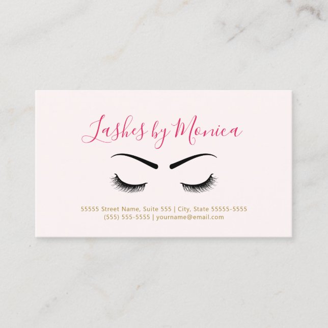 Simple Makeup Artist With Eyelashes and Eyebrows Business Card (Front)